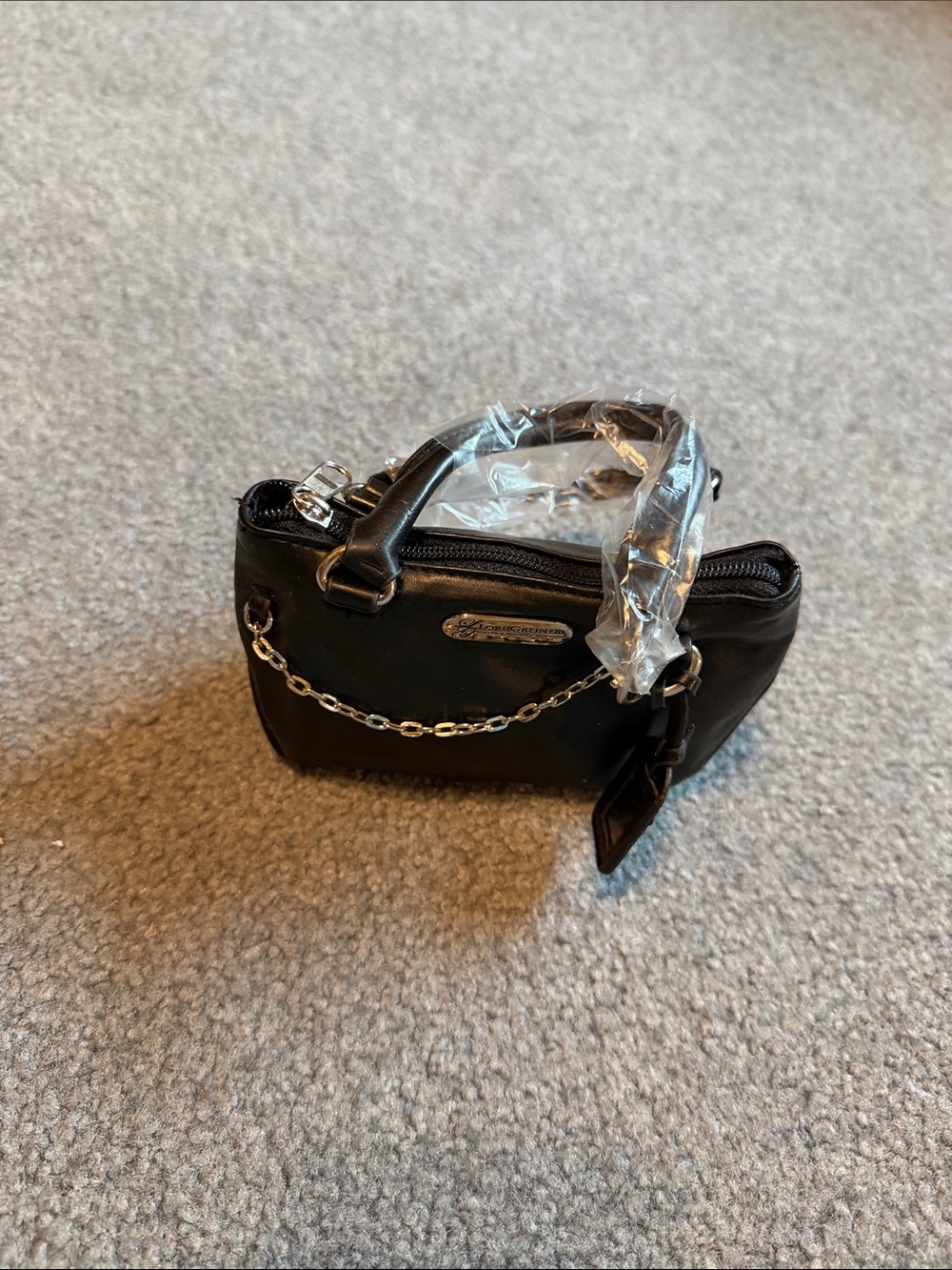 Black Mini Chain-Accent Handbag